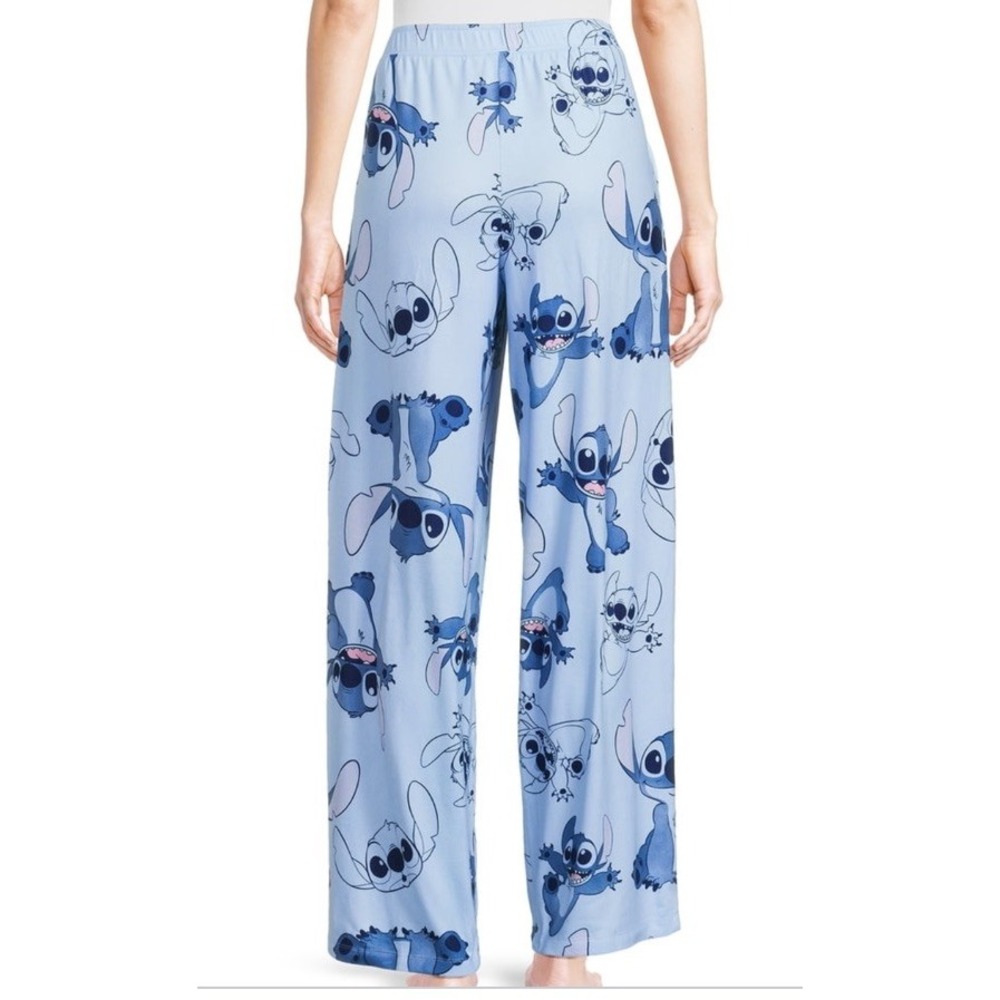 Disney Lilo & Stitch Light Blue Wide Leg Pajama Pants Loungewear Women Size L